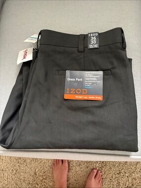 Izod Dark Grey Straight-Leg Dress Pants